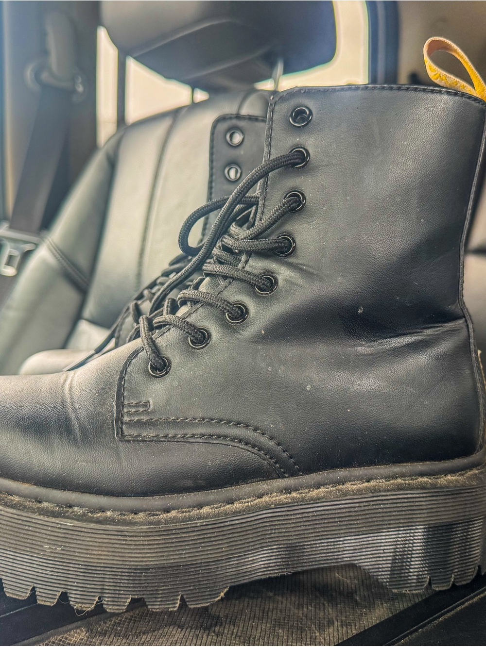 Dr. Martens Black Vegan Leather Platform Lace-Up Boots